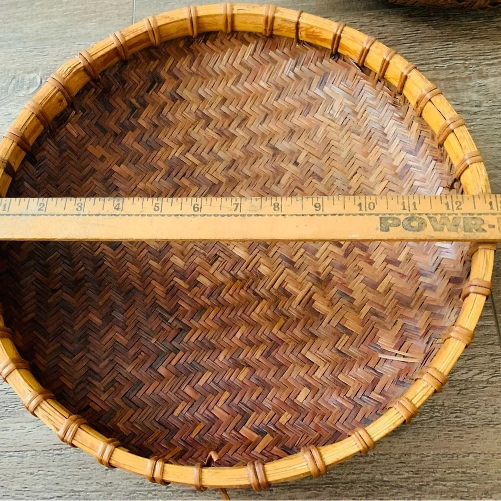 Round rattan set of 3 trays